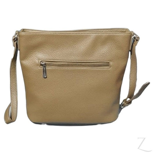 Buy-Ladies Crossbody Shoulder Bag | Double Zip | "Vido"-Taupe-Online-in South Africa-on Zalemart