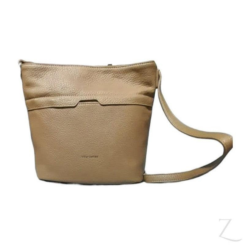 Buy-Ladies Crossbody Shoulder Bag | Double Zip | "Vido"-Taupe-Online-in South Africa-on Zalemart