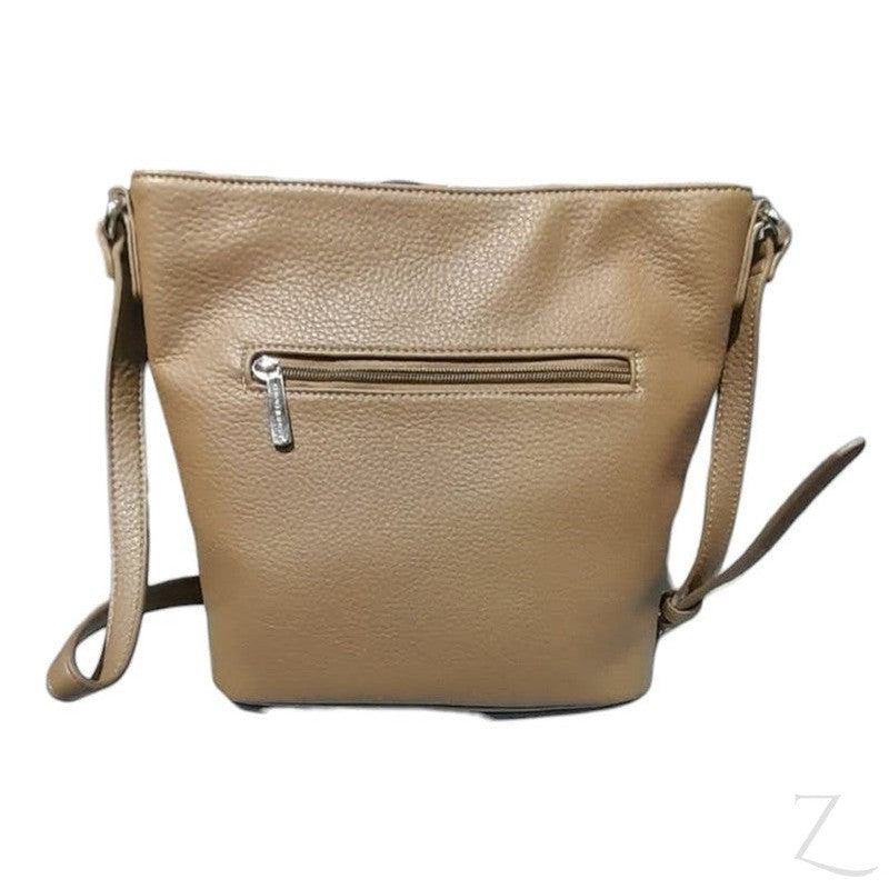 Buy-Ladies Crossbody Shoulder Bag | Double Zip | "Vido"-Taupe-Online-in South Africa-on Zalemart