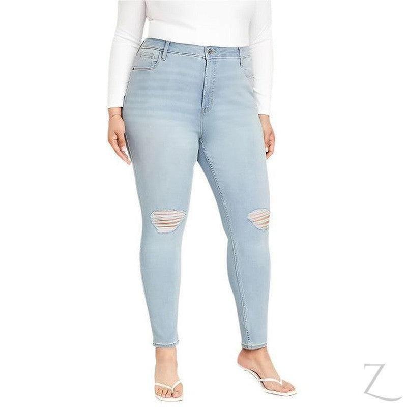 Buy-Ladies Extra High Rise Super Skinny Super Stretchy Strong Denim Jeans | Ripped | "Samina" - B Grade-Light Blue-28-Regular-Online-in South Africa-on Zalemart
