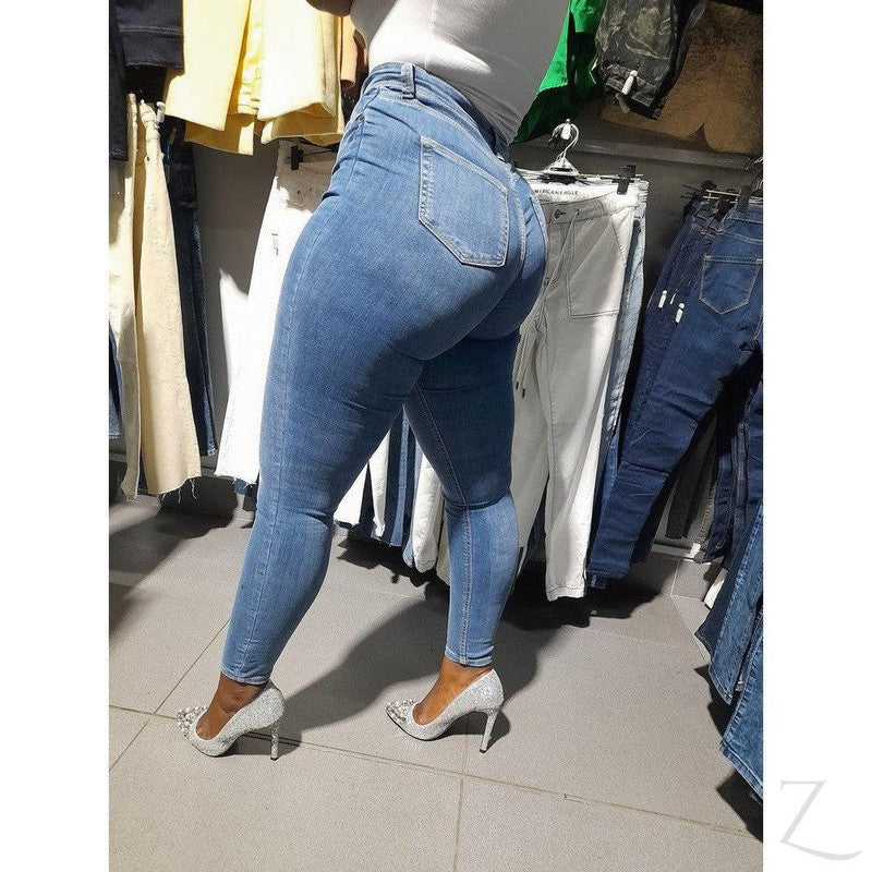 Buy-Ladies Extra High Waist Super Skinny Super Stretchy Strong Denim Jeans | Button Fly | "Ibhuku"-Online-in South Africa-on Zalemart