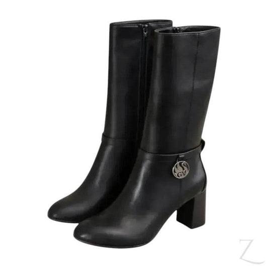 Buy-Ladies High Calf Block Heel Boots | Faux Leather | "Khanya"-Online-in South Africa-on Zalemart