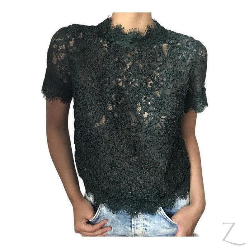 Buy-Ladies High Neck Lace Top | Short Sleeve | "Zia" - B Grade-Online-in South Africa-on Zalemart
