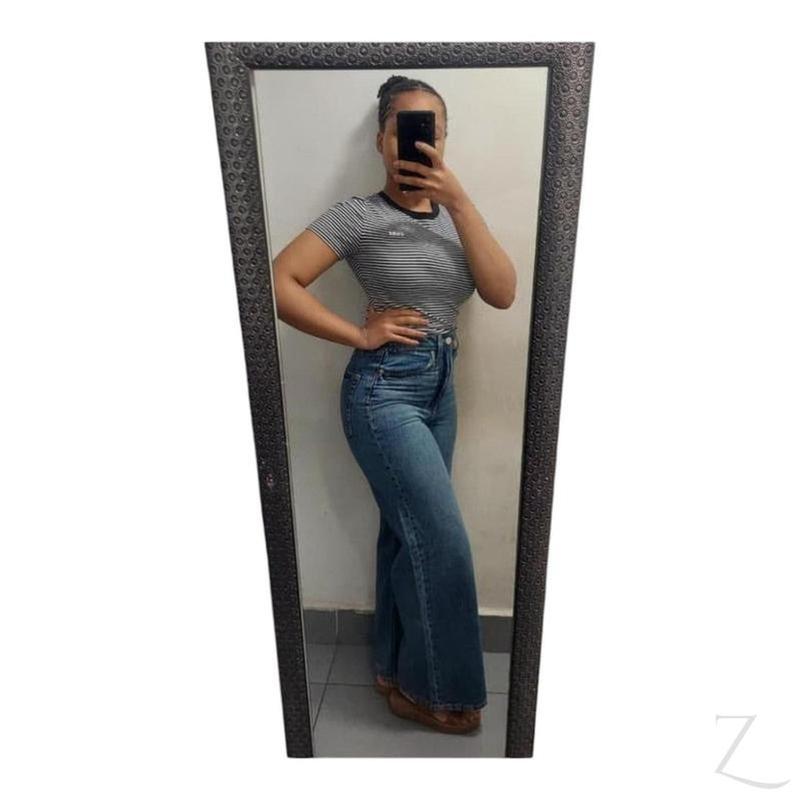 Buy-Ladies High Rise Strong Wide Leg Denim Jeans | Plain | "Futhi" - A Grade-Online-in South Africa-on Zalemart