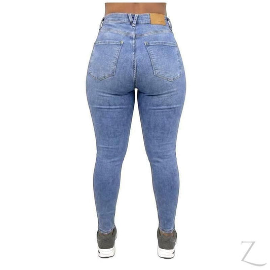 Buy-Ladies High Rise Super Skinny Super Strong Stretchy Denim Jeans | Ripped | "Nisa" - A Grade-Online-in South Africa-on Zalemart