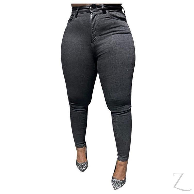 Buy-Ladies High Rise Super Stretchy Super Skinny Super Strong Denim Jeans | Plain | "Fele" - B Grade-Black-26-Online-in South Africa-on Zalemart