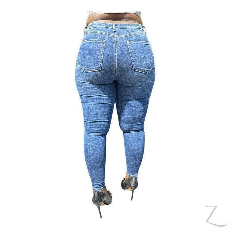 Buy-Ladies High Rise Super Stretchy Super Skinny Super Strong Denim Jeans | Plain | "Fele" - B Grade-Online-in South Africa-on Zalemart