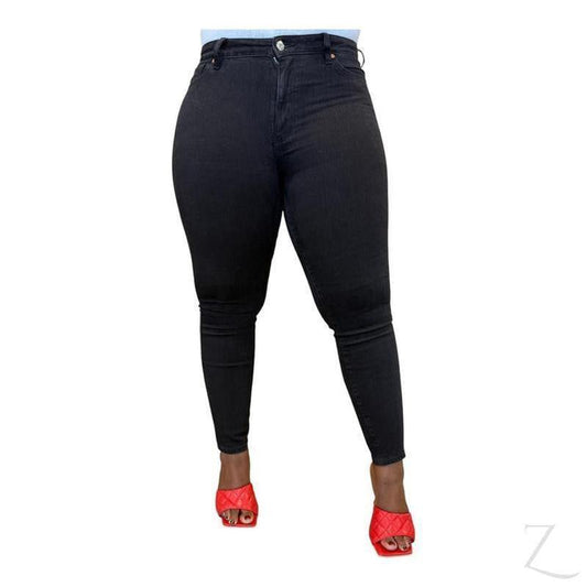 Buy-Ladies High Rise Super Stretchy Super Skinny Super Strong Denim Jeans | Plain | "Sithelo"-Charcoal Black-26-Online-in South Africa-on Zalemart