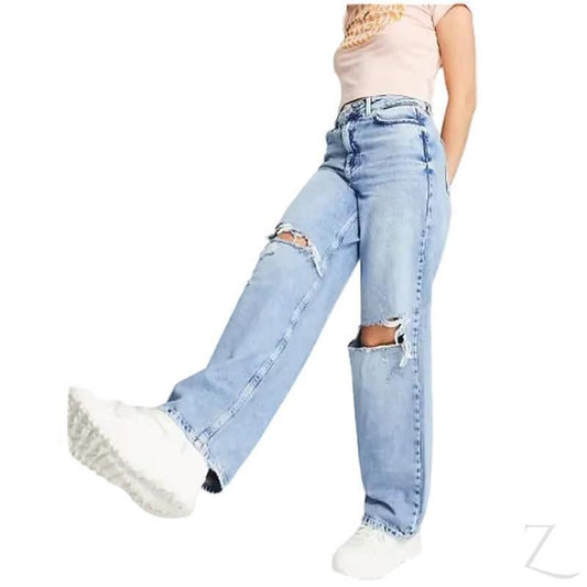 Buy-Ladies High Rise Super Strong 90s Fit Baggy Jeans | Ripped | "Bula" - B Grade-Online-in South Africa-on Zalemart