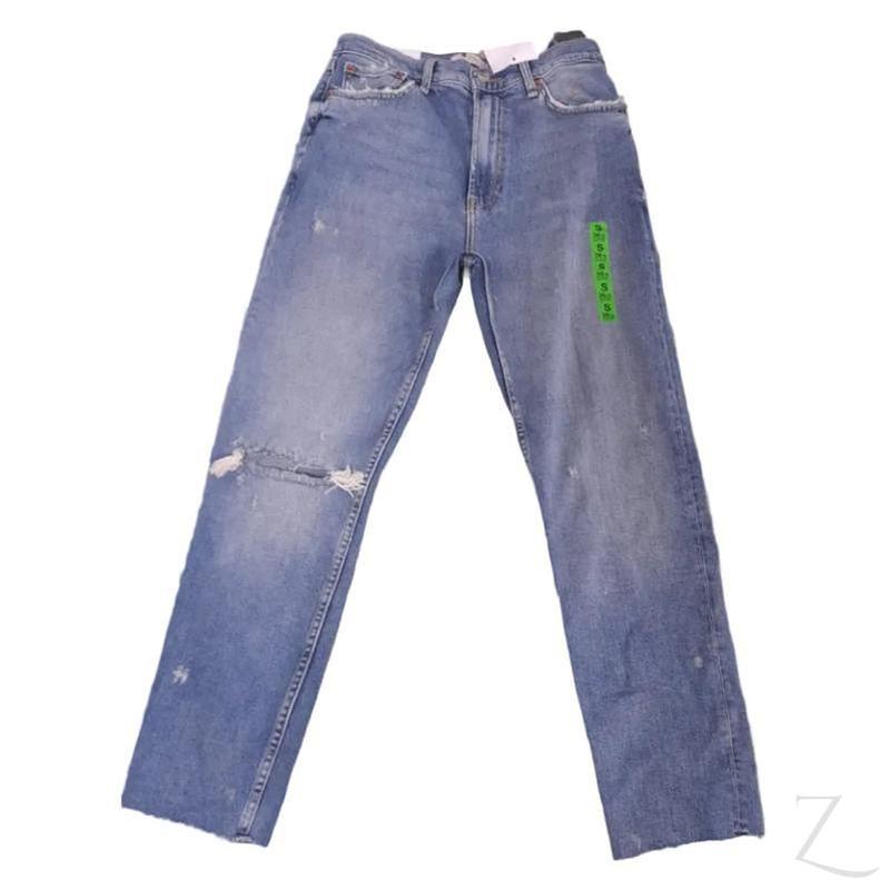 Buy-Ladies High Rise Super Strong Straight Leg Ripped Jeans | Cropped | "Zia" - B Grade-Online-in South Africa-on Zalemart