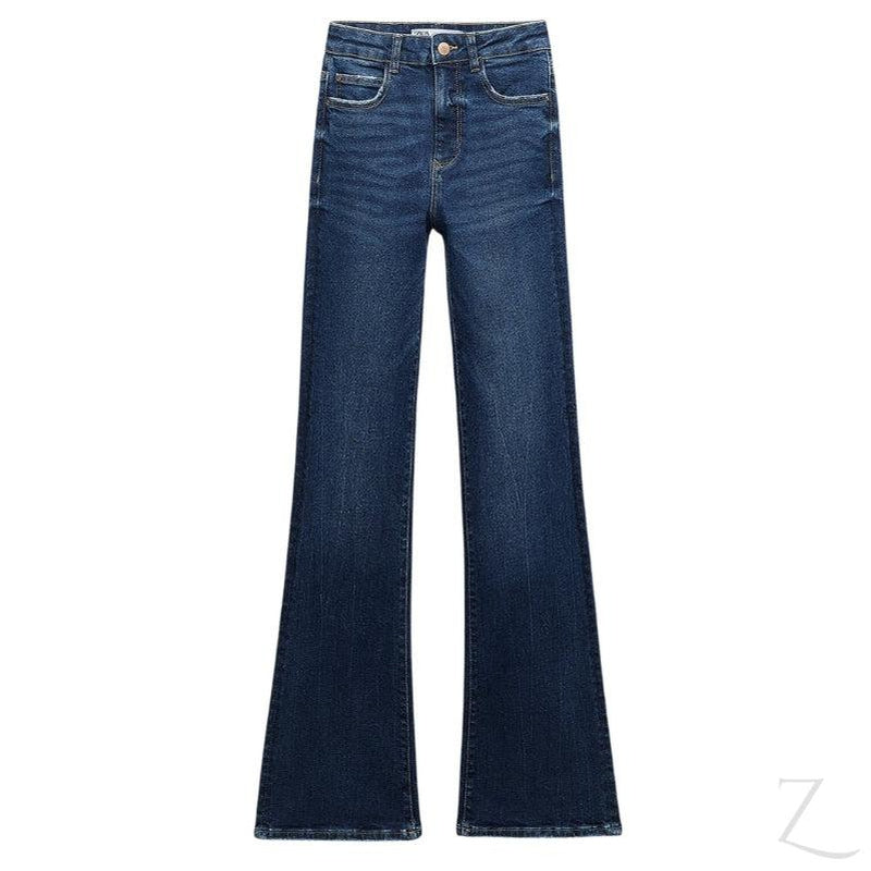 Buy-Ladies High Rise Super Strong Stretchy Flared Denim Jeans | Plain | "Zia"-Online-in South Africa-on Zalemart