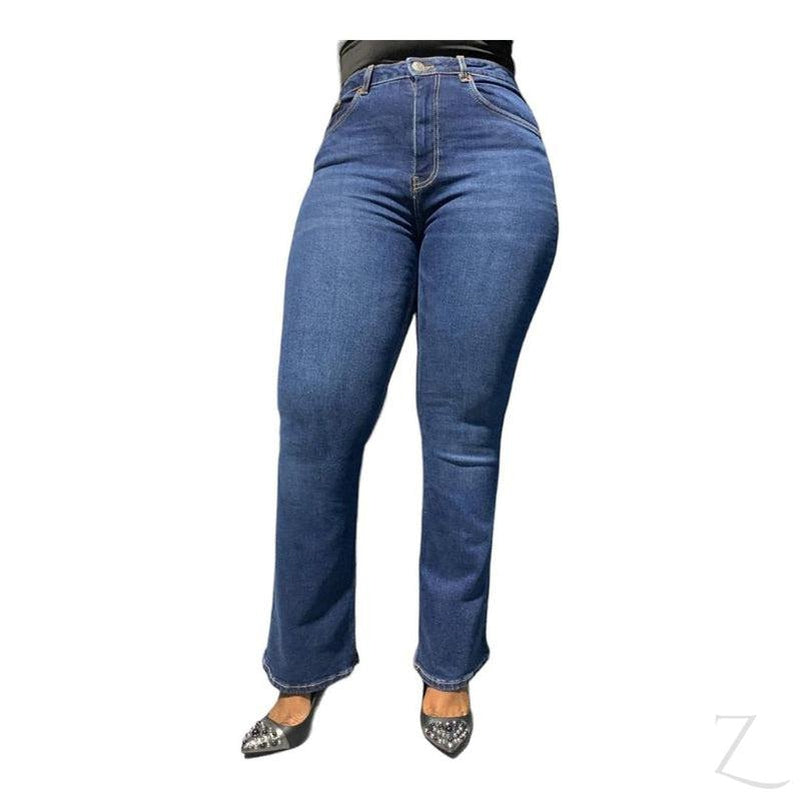 Buy-Ladies High Rise Super Strong Stretchy Flared Denim Jeans | Plain | "Zia"-Online-in South Africa-on Zalemart