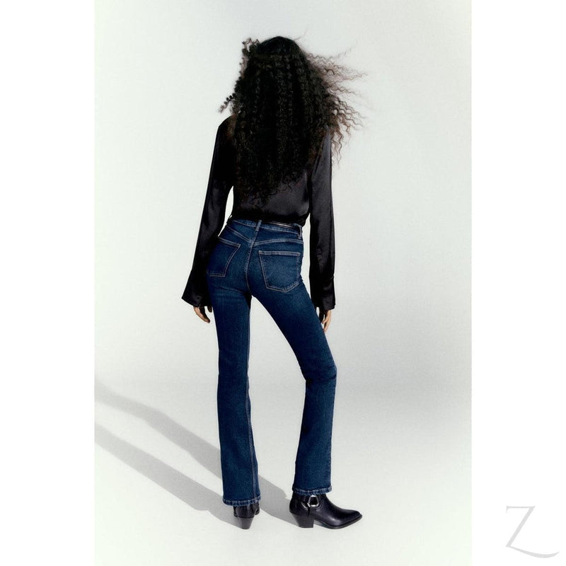 Buy-Ladies High Rise Super Strong Stretchy Flared Denim Jeans | Plain | "Zia"-Online-in South Africa-on Zalemart