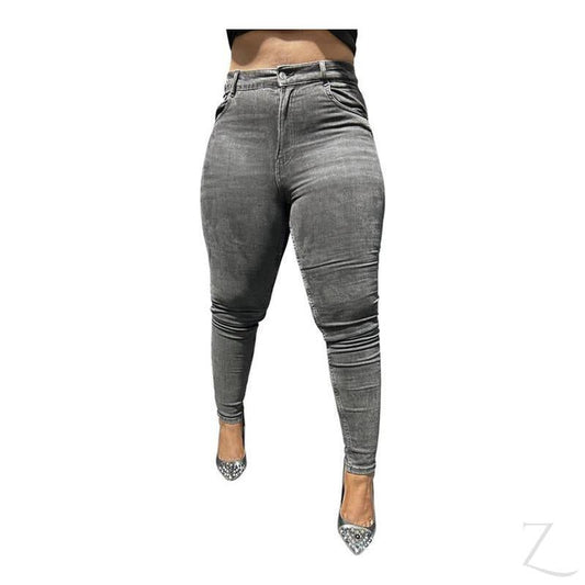 Buy-Ladies High Rise Super Strong Super Skinny Slightly Stretchy Denim Jeans | Plain | "Rio"-Charcoal Black-28-Online-in South Africa-on Zalemart