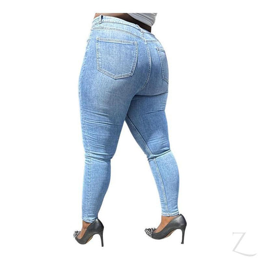Buy-Ladies High Rise Super Strong Super Skinny Slightly Stretchy Denim Jeans | Plain | "Rio"-Online-in South Africa-on Zalemart