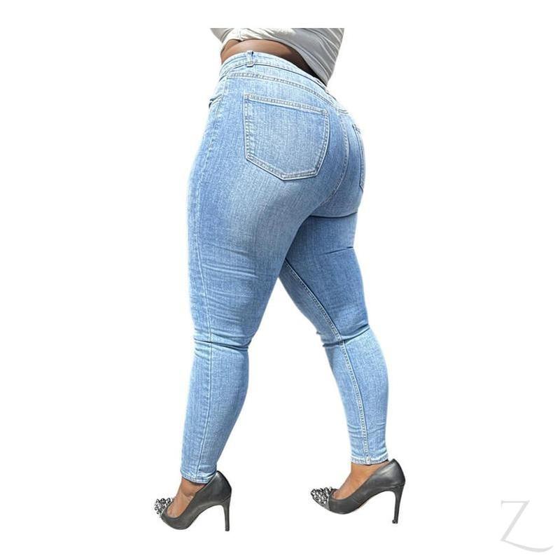 Buy-Ladies High Rise Super Strong Super Skinny Slightly Stretchy Denim Jeans | Plain | "Rio"-Online-in South Africa-on Zalemart