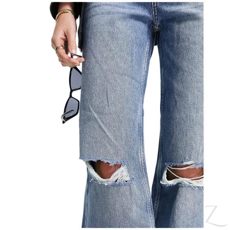 Buy-Ladies High Rise Super Strong Wide Leg Dad Jeans | Ripped | "Bula" - A Grade-Online-in South Africa-on Zalemart