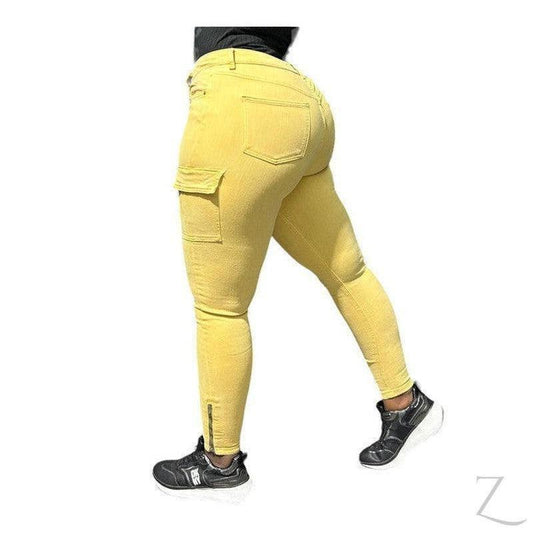 Buy-Ladies High Waist Super Skinny Strong Stretchy Cargo Pants | Zip Detail | "Oola" - B Grade-Online-in South Africa-on Zalemart