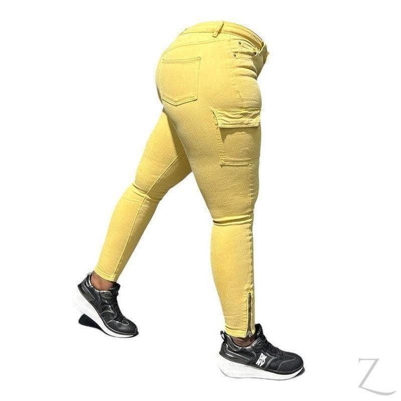 Buy-Ladies High Waist Super Skinny Strong Stretchy Cargo Pants | Zip Detail | "Oola" - B Grade-Online-in South Africa-on Zalemart
