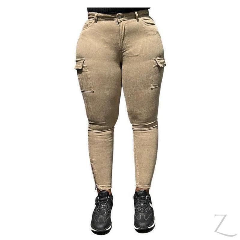 Buy-Ladies High Waist Super Skinny Strong Stretchy Cargo Pants | Zip Detail | "Oola" - B Grade-Online-in South Africa-on Zalemart