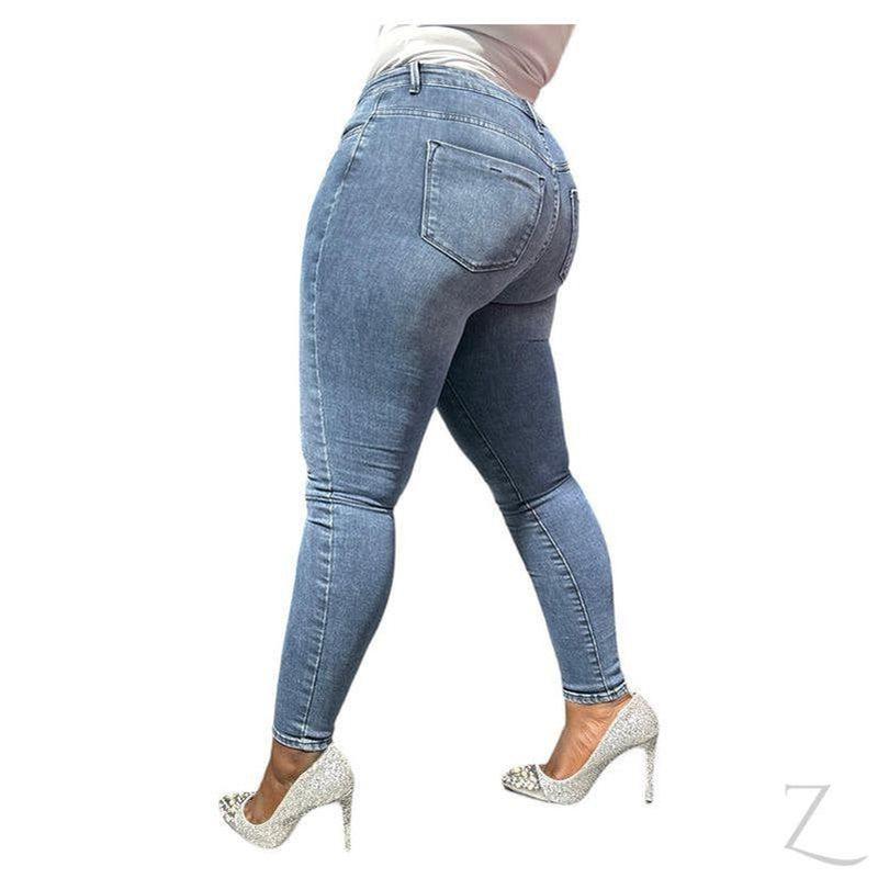 Buy-Ladies High Waist Super Skinny Super Strong Stretchy Denim Jeans | Plain | "Phela" - B Grade-Online-in South Africa-on Zalemart