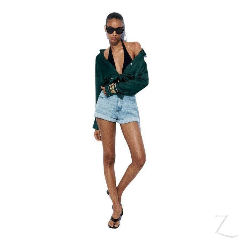 Buy-Ladies Satin Effect Basic Shirt | Long SLeeve | "Zia"-Online-in South Africa-on Zalemart