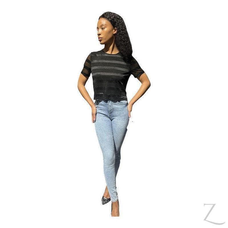 Buy-Ladies Silky Mesh Top | Striped | "Ria" - B Grade-Online-in South Africa-on Zalemart
