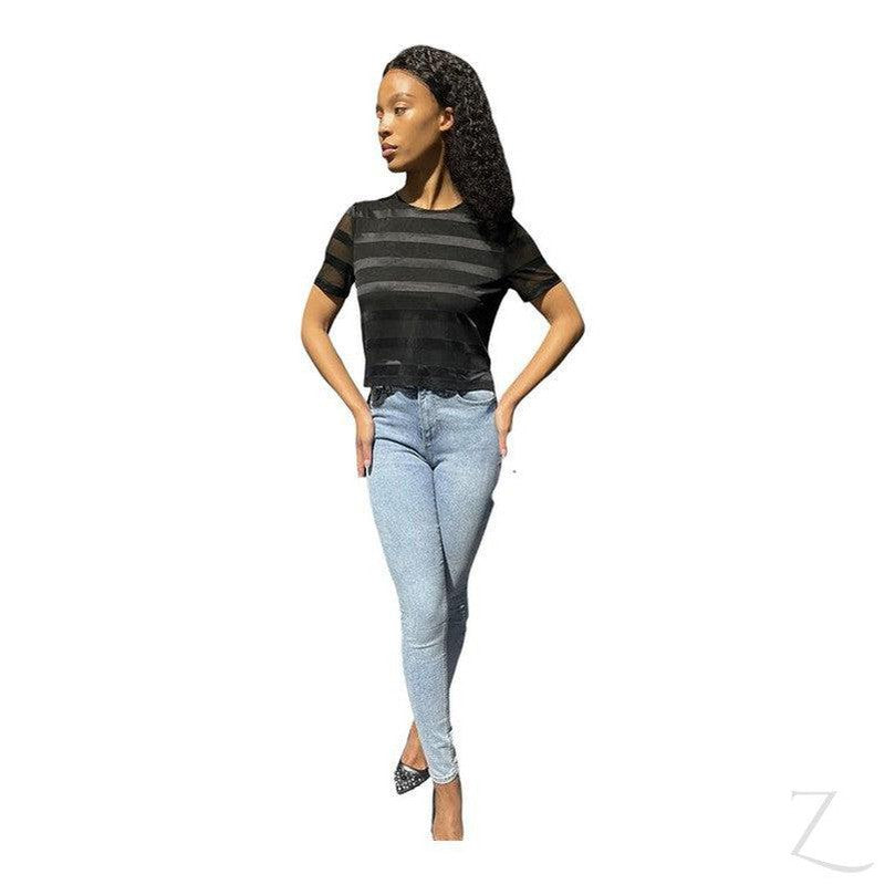 Buy-Ladies Silky Mesh Top | Striped | "Ria"-Online-in South Africa-on Zalemart