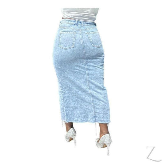 Buy-Ladies Strong Pencil Cropped Denim Skirt | Maxi | "Zana" - B Grade-Online-in South Africa-on Zalemart