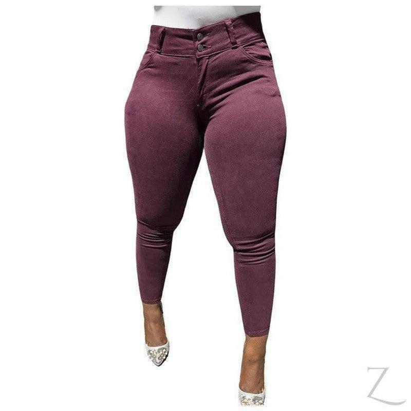Buy-Ladies Super Skinny Super Stretchy Strong Denim Jeans | Body Hugging Fit | "Ibhuku" - B Grade-Burgundy-30-Regular-Online-in South Africa-on Zalemart