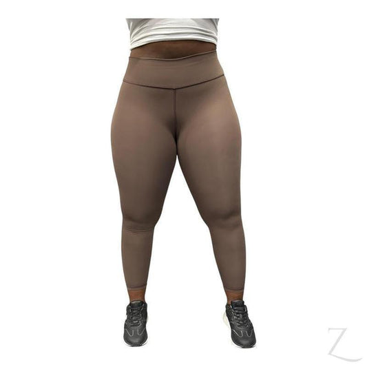 Buy-Ladies Super Stretchy Strong Leggings | Plain | "Zinga" - A Grade-Brown-XS-Online-in South Africa-on Zalemart