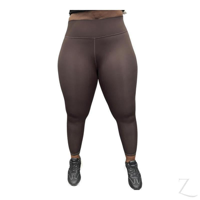 Buy-Ladies Super Stretchy Strong Leggings | Plain | "Zinga" - A Grade-Dark Brown-XS-Online-in South Africa-on Zalemart
