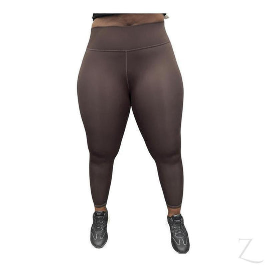 Buy-Ladies Super Stretchy Strong Leggings | Plain | "Zinga" - A Grade-Dark Brown-XS-Online-in South Africa-on Zalemart