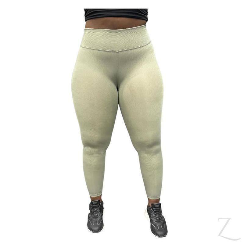 Buy-Ladies Super Stretchy Strong Leggings | Ribbed | "Zinga" - A Grade-Light Green-XS-Online-in South Africa-on Zalemart
