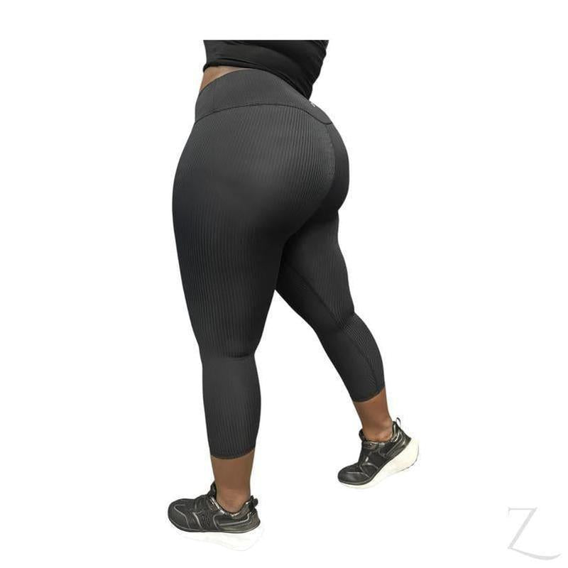 Buy-Ladies Super Stretchy Strong Low Rise Capri Leggings | Ribbed | "Zinga" - A Grade-Online-in South Africa-on Zalemart