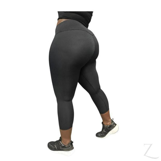 Buy-Ladies Super Stretchy Strong Low Rise Capri Leggings | Ribbed | "Zinga" - A Grade-Online-in South Africa-on Zalemart