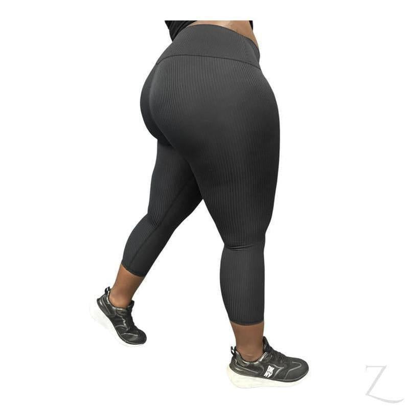 Buy-Ladies Super Stretchy Strong Low Rise Capri Leggings | Ribbed | "Zinga" - A Grade-Online-in South Africa-on Zalemart