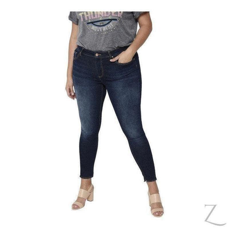 Buy-Ladies Super Stretchy Super Skinny Raw Hem Denim Jeans | Big Sizes | "Phela" - B Grade-Navy Blue-36-Regular-Online-in South Africa-on Zalemart