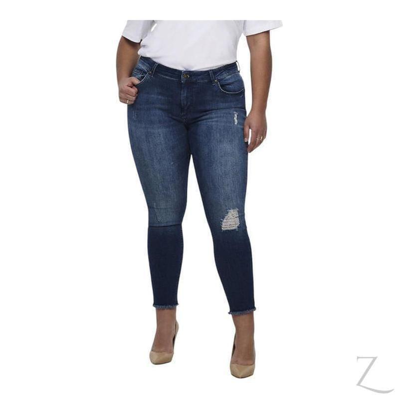 Buy-Ladies Super Stretchy Super Skinny Raw Hem Ripped Denim Jeans | Plus Sizes | "Phela" - B Grade-Blue-38-Regular-Online-in South Africa-on Zalemart