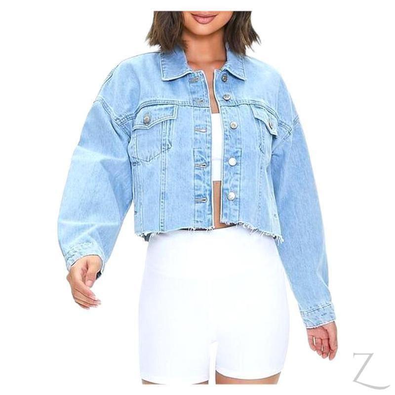 Buy-Ladies Super Strong Cropped Denim Jacket | Plain | "Fele" - B Grade-Light Blue-S-Online-in South Africa-on Zalemart