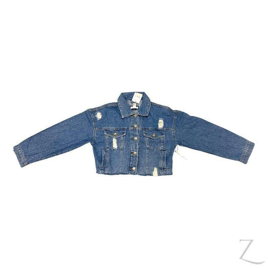 Buy-Ladies Super Strong Cropped Denim Jacket | Ripped | "Fele" - B Grade-Online-in South Africa-on Zalemart
