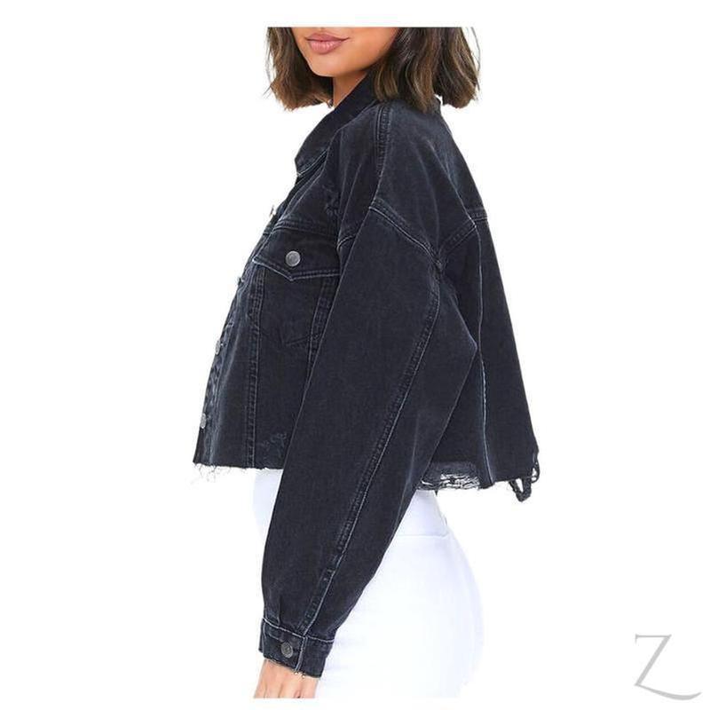 Buy-Ladies Super Strong Cropped Denim Jacket | Ripped | "Fele" - B Grade-Online-in South Africa-on Zalemart