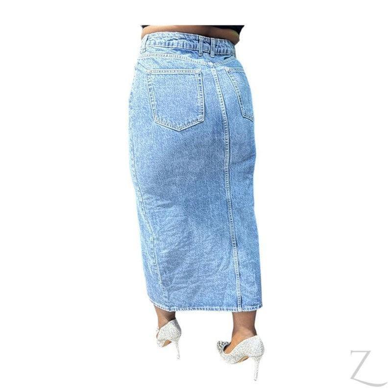 Buy-Ladies Super Strong Plain Pencil Denim Skirt | Maxi | "Mina" - B Grade-Online-in South Africa-on Zalemart