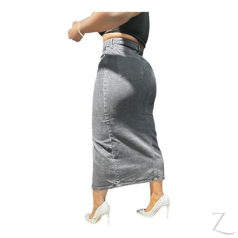 Buy-Ladies Super Strong Plain Pencil Denim Skirt | Midi | "Mina" - B Grade-Online-in South Africa-on Zalemart