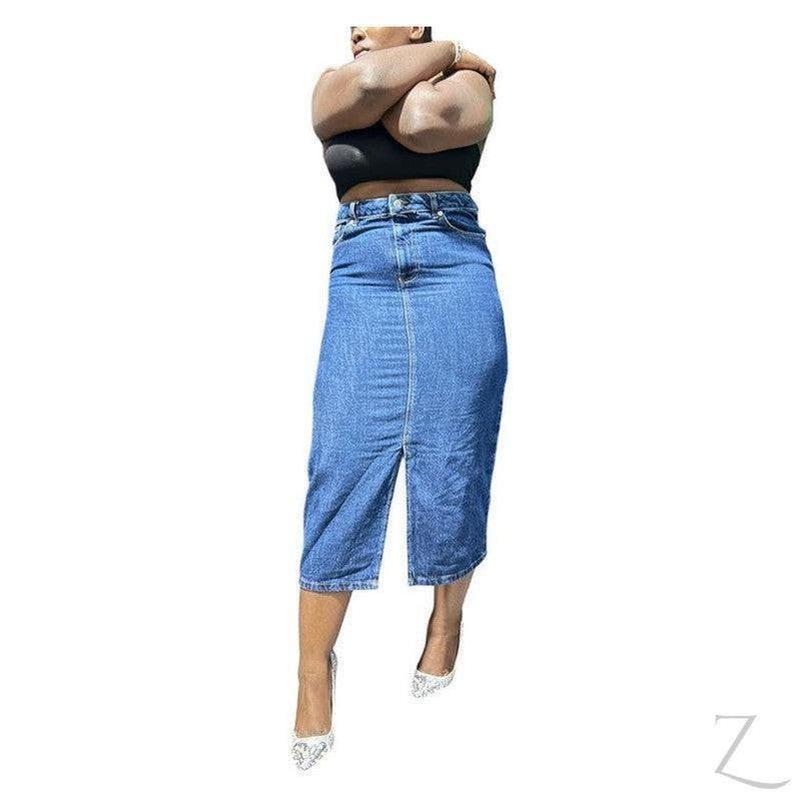 Buy-Ladies Super Strong Plain Pencil Denim Skirt | Midi | "Niso" - B Grade-Online-in South Africa-on Zalemart