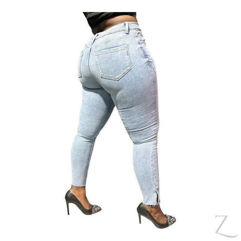 Buy-Ladies Super Strong Stretchy Skinny Detailed Denim Jeans | Slit Cropped Hem | "Barbie" - B Grade-Online-in South Africa-on Zalemart