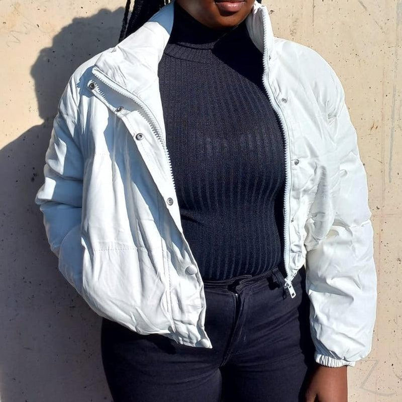 Buy-Ladies ZARA Replica Faux Leather Short Puffer Jacket | Buttons + Zipper | "Thingo"-Online-in South Africa-on Zalemart