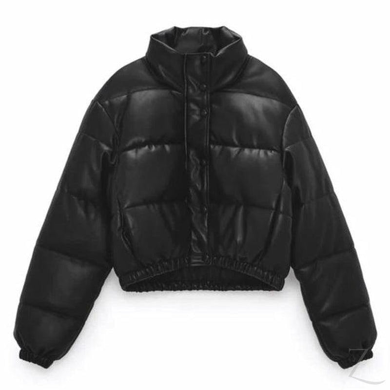 Buy-Ladies ZARA Replica Faux Leather Short Puffer Jacket | Buttons + Zipper | "Thingo"-Online-in South Africa-on Zalemart