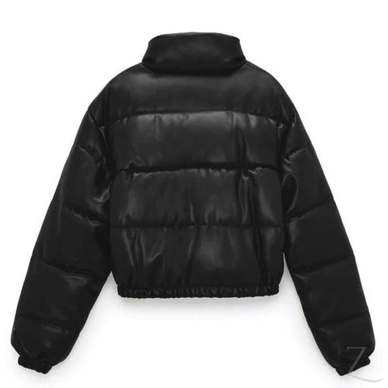 Buy-Ladies ZARA Replica Faux Leather Short Puffer Jacket | Buttons + Zipper | "Thingo"-Online-in South Africa-on Zalemart