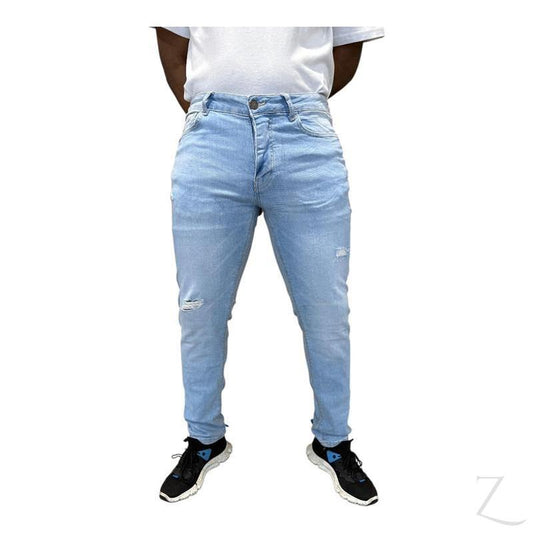 Buy-Men's Stretchy Strong Skinny Denim Jeans | Ripped | "Wow" - A Grade-Light Blue-28-Regular-Online-in South Africa-on Zalemart